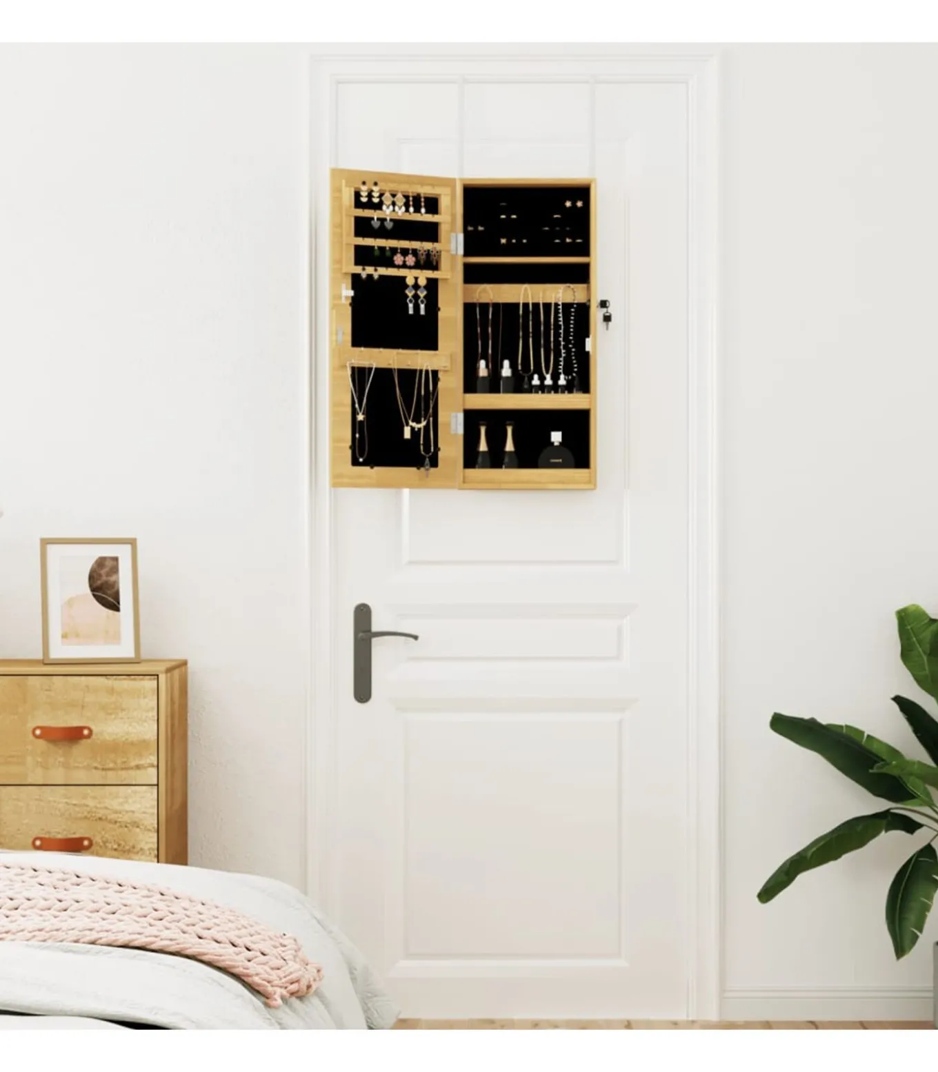 Sieradenkast met spiegel wandgemonteerd 30x8,5x67 cm