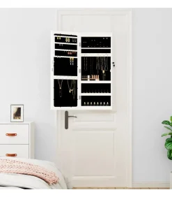 Sieradenkast met spiegel en LED wandgemonteerd wit