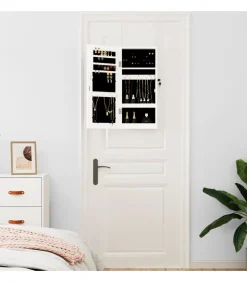 Sieradenkast met spiegel wandgemonteerd 30x8,5x67 cm wit