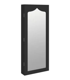 Sieradenkast met spiegel wandgemonteerd 37,5x10x90 cm zwart