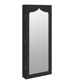 Sieradenkast met spiegel wandgemonteerd 37,5x10x90 cm zwart