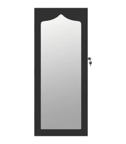 Sieradenkast met spiegel wandgemonteerd 37,5x10x90 cm zwart