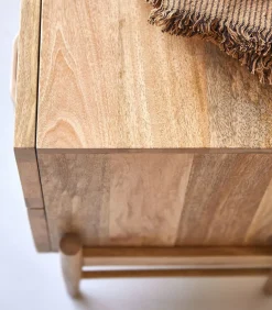 Sina - Nachtkastje van massief mangohout en rotan