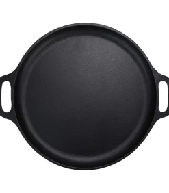 Skillet gietijzer - koekenpan - PFAS vrij - 32cm - zonder steel - Paellapan - BBQ accessoires - Geschikt voor Green Egg