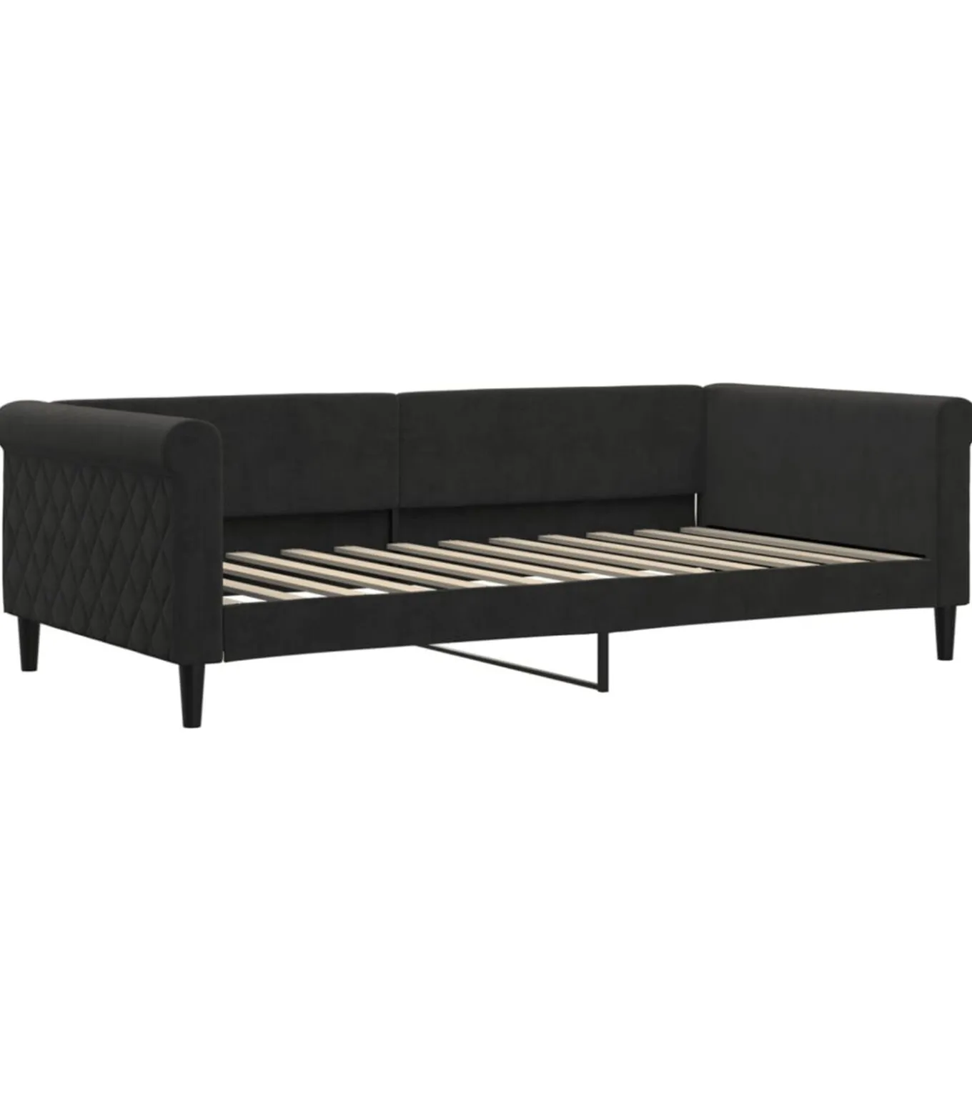 Slaapbank met onderschuifbed en lades 100x200 cm fluweel zwart