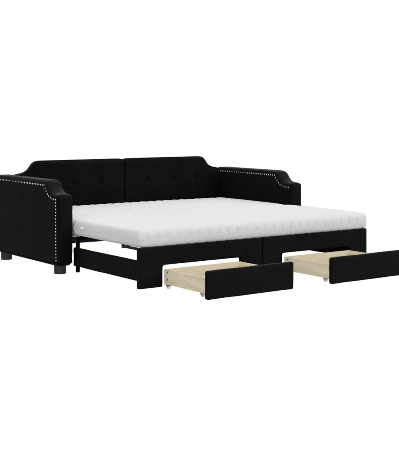 Slaapbank met onderschuifbed en lades 100x200 cm stof zwart