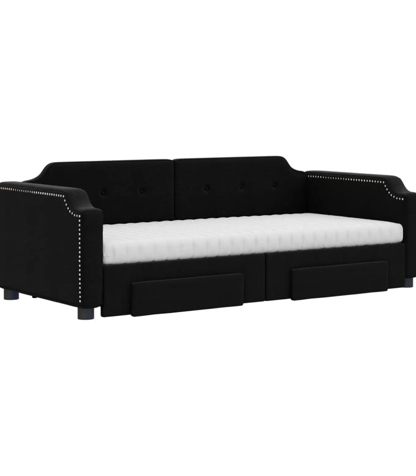 Slaapbank met onderschuifbed en lades 100x200 cm stof zwart