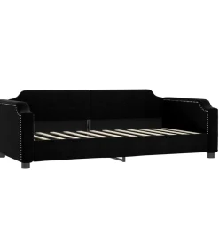 Slaapbank met onderschuifbed en lades 100x200 cm stof zwart