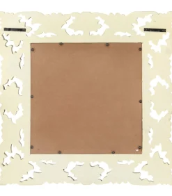 Spiegel handgesneden 50x50 cm massief mangohout wit