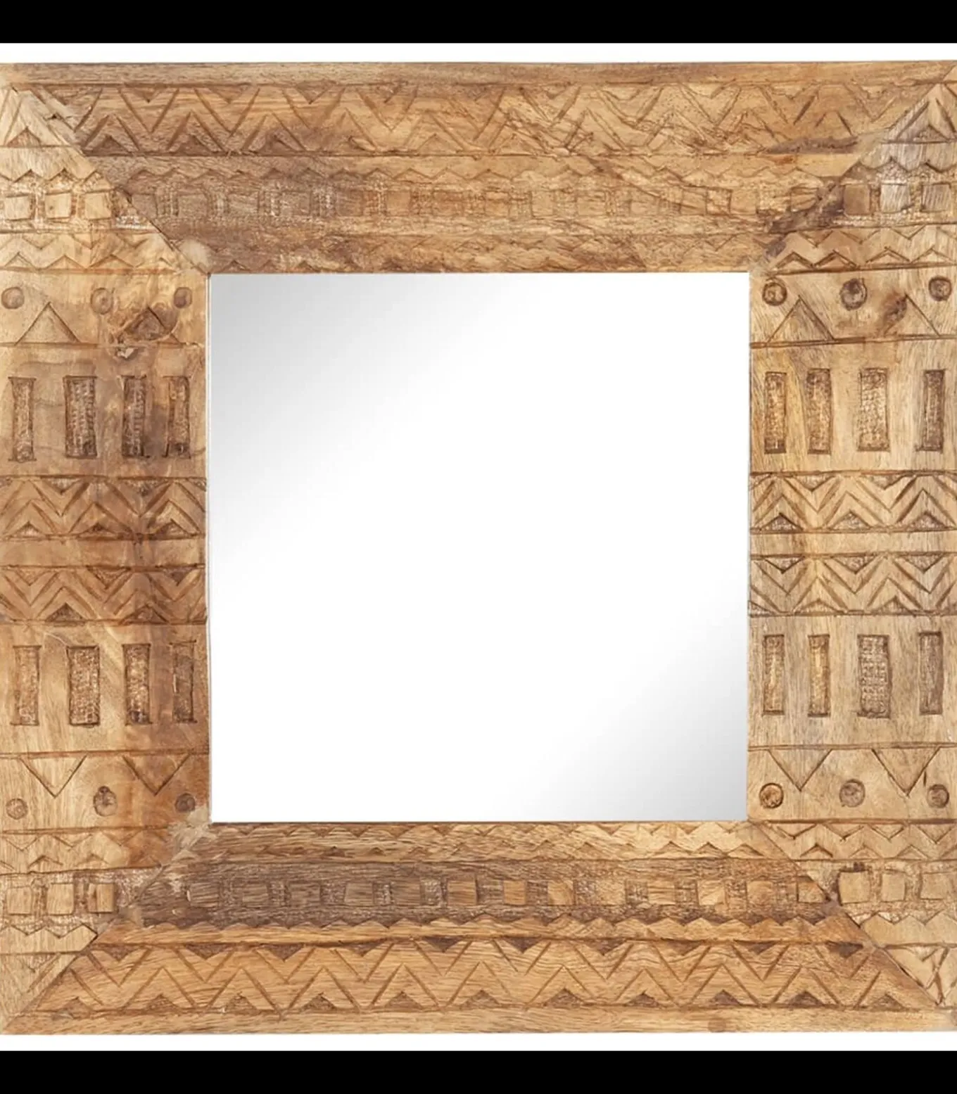 Spiegel handgesneden 50x50x2,5 cm massief mangohout