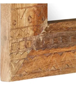 Spiegel handgesneden 50x50x2,5 cm massief mangohout