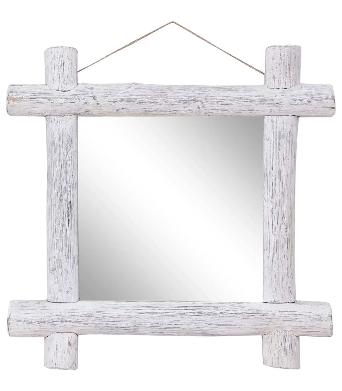 Spiegel houtblokken 70x70 cm massief gerecycled hout