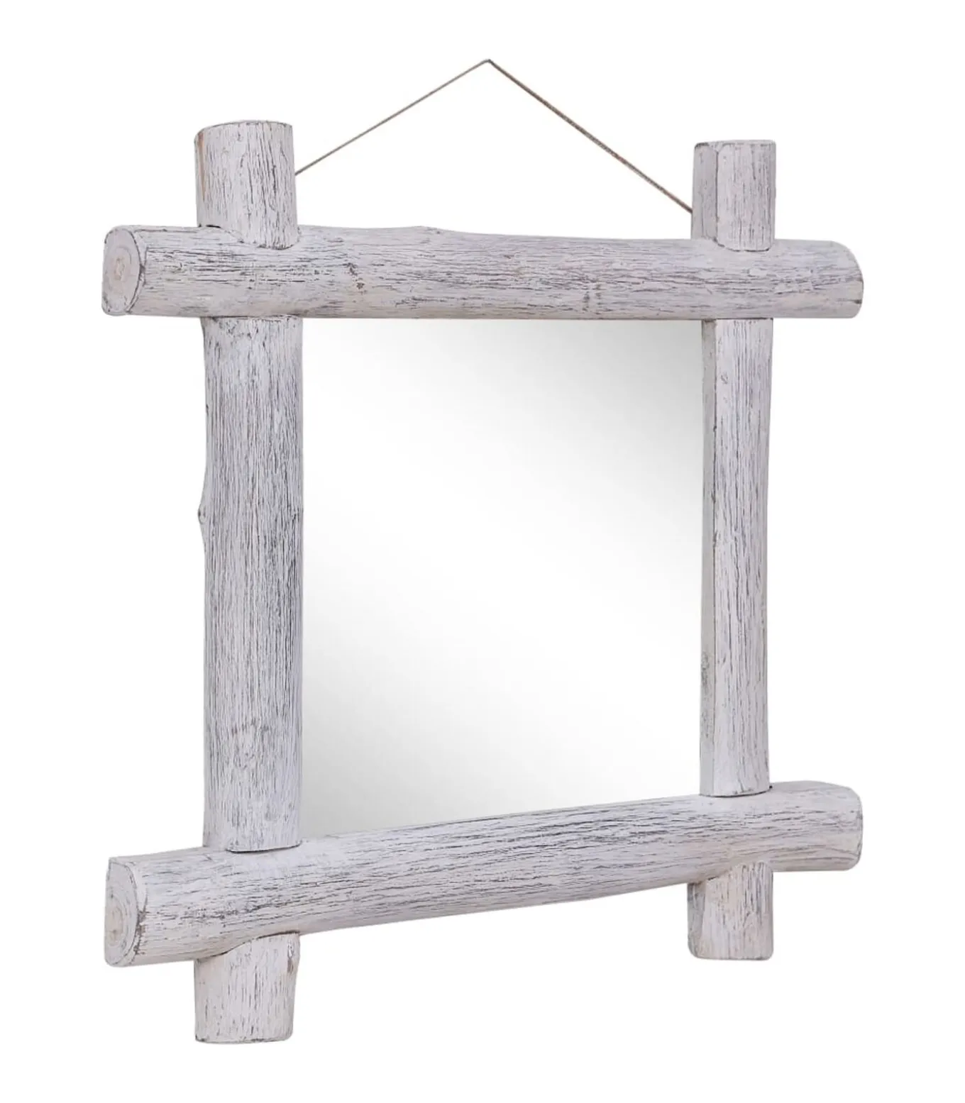 Spiegel houtblokken 70x70 cm massief gerecycled hout