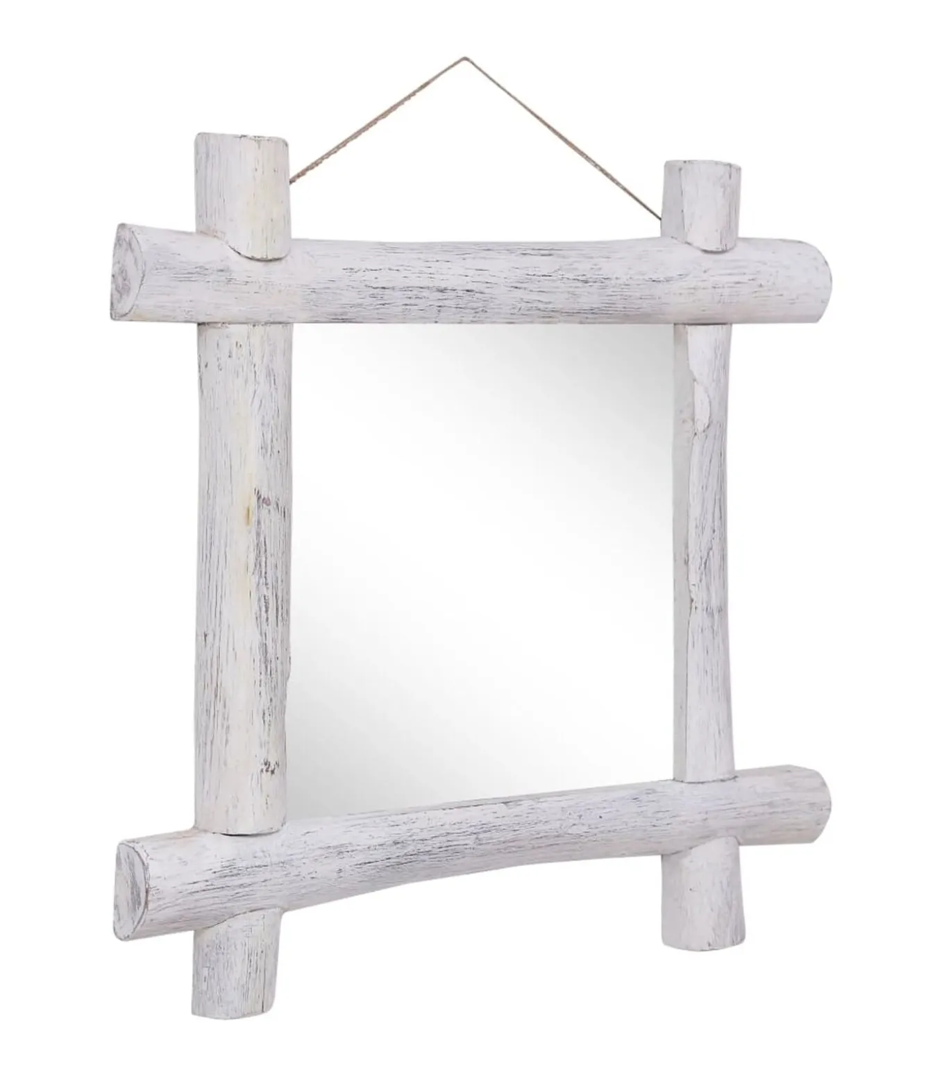 Spiegel houtblokken 70x70 cm massief gerecycled hout