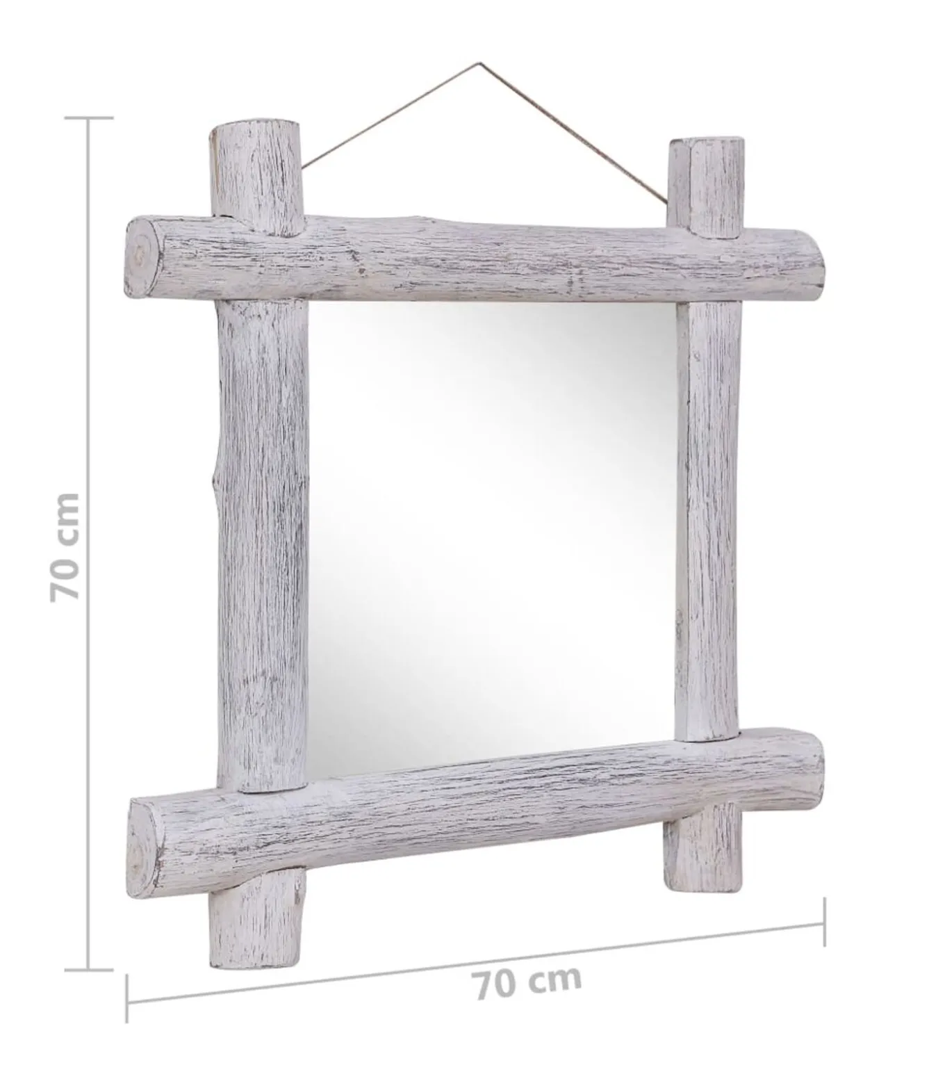 Spiegel houtblokken 70x70 cm massief gerecycled hout