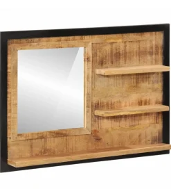 Spiegel met schappen 80x8x55 cm glas en massief mangohout