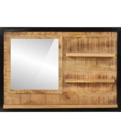 Spiegel met schappen 80x8x55 cm glas en massief mangohout
