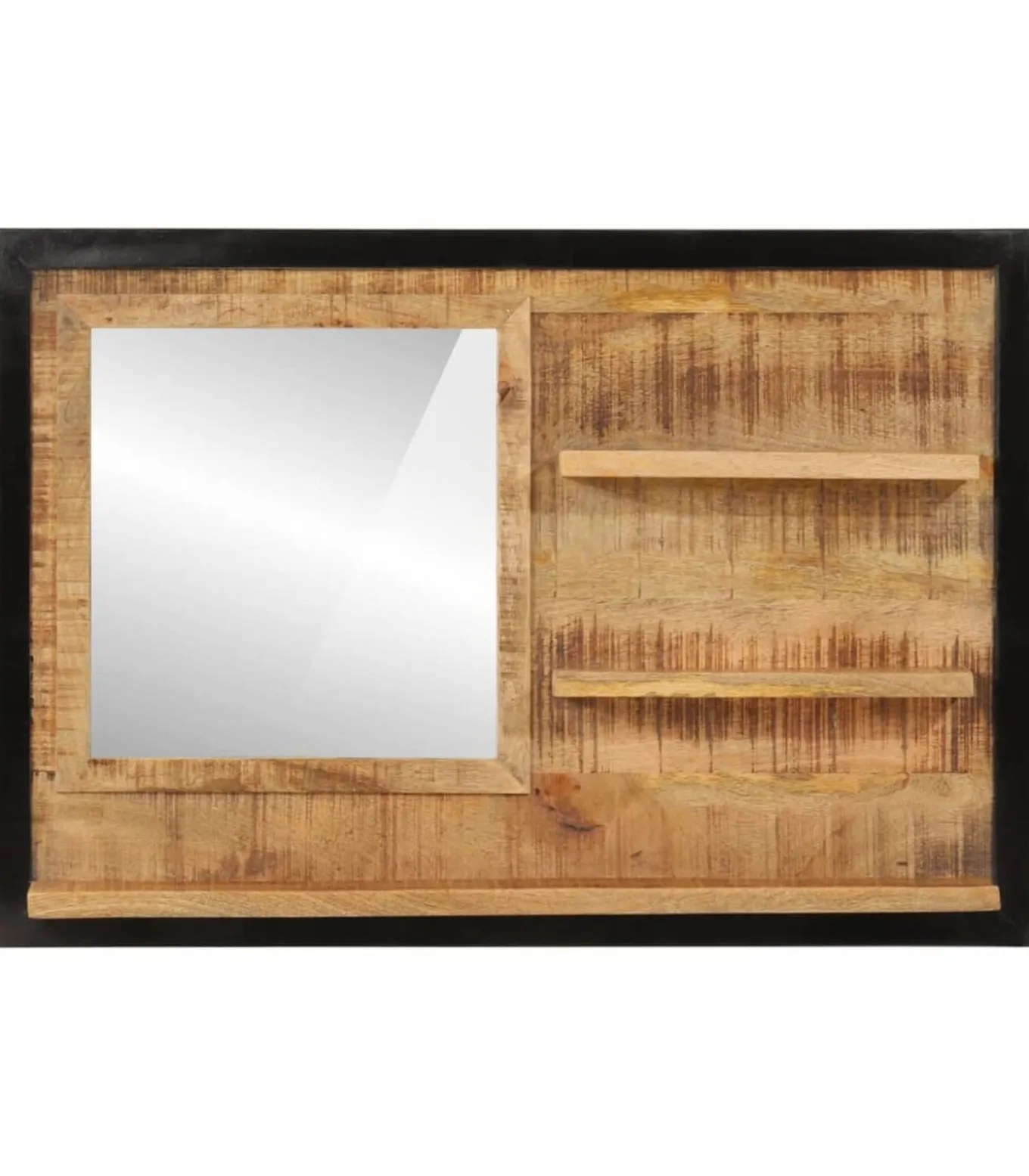 Spiegel met schappen 80x8x55 cm glas en massief mangohout