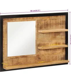 Spiegel met schappen 80x8x55 cm glas en massief mangohout