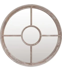 Spiegel rond 40x4 cm ijzer zandkleurig