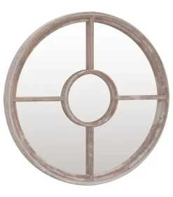 Spiegel rond 60x4 cm ijzer zandkleurig