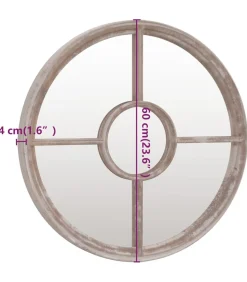 Spiegel rond 60x4 cm ijzer zandkleurig