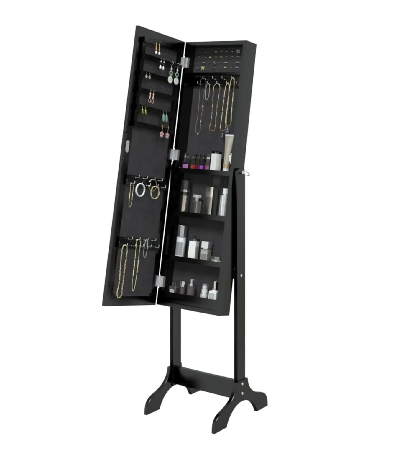 Spiegel vrijstaand 34x37x146 cm zwart