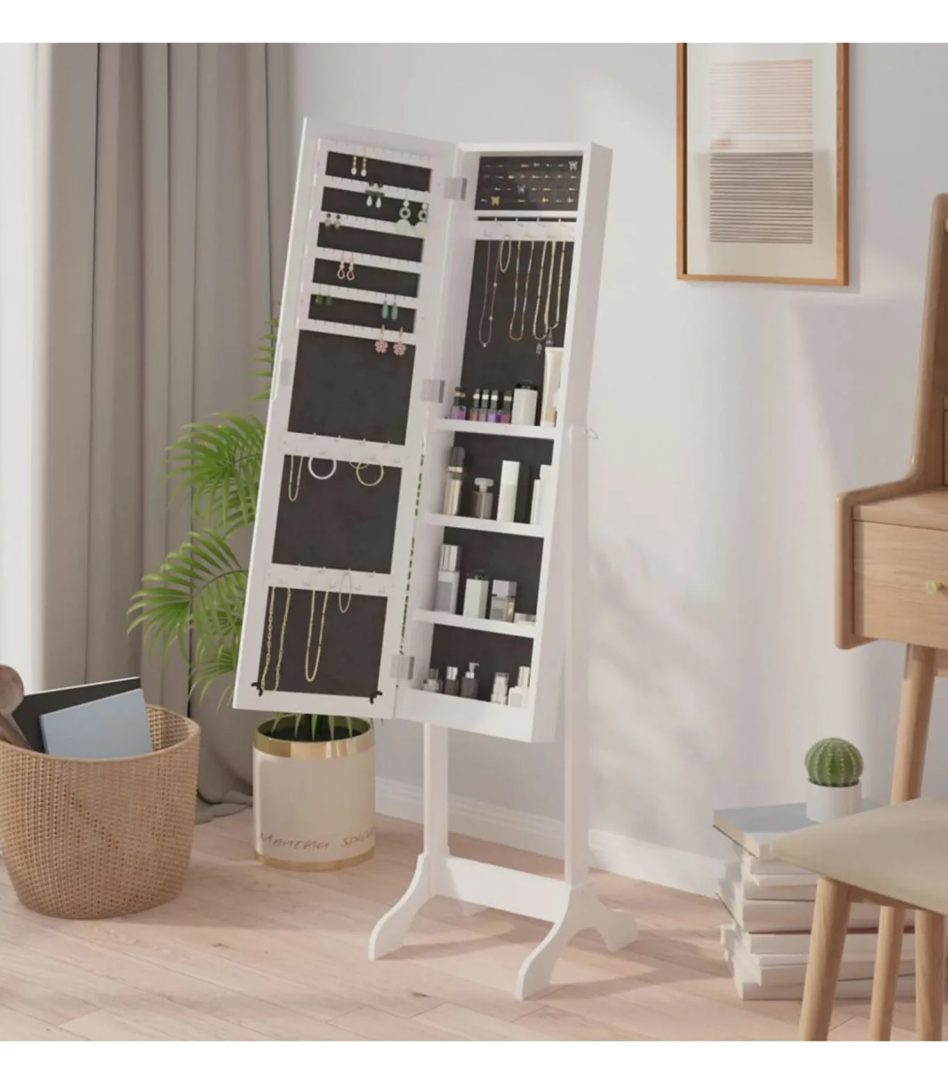 Spiegel vrijstaand 34x37x146 cm wit