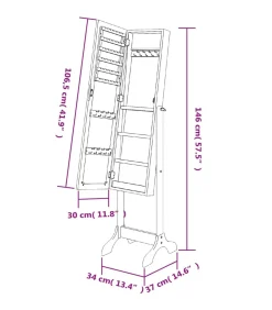 Spiegel vrijstaand 34x37x146 cm wit