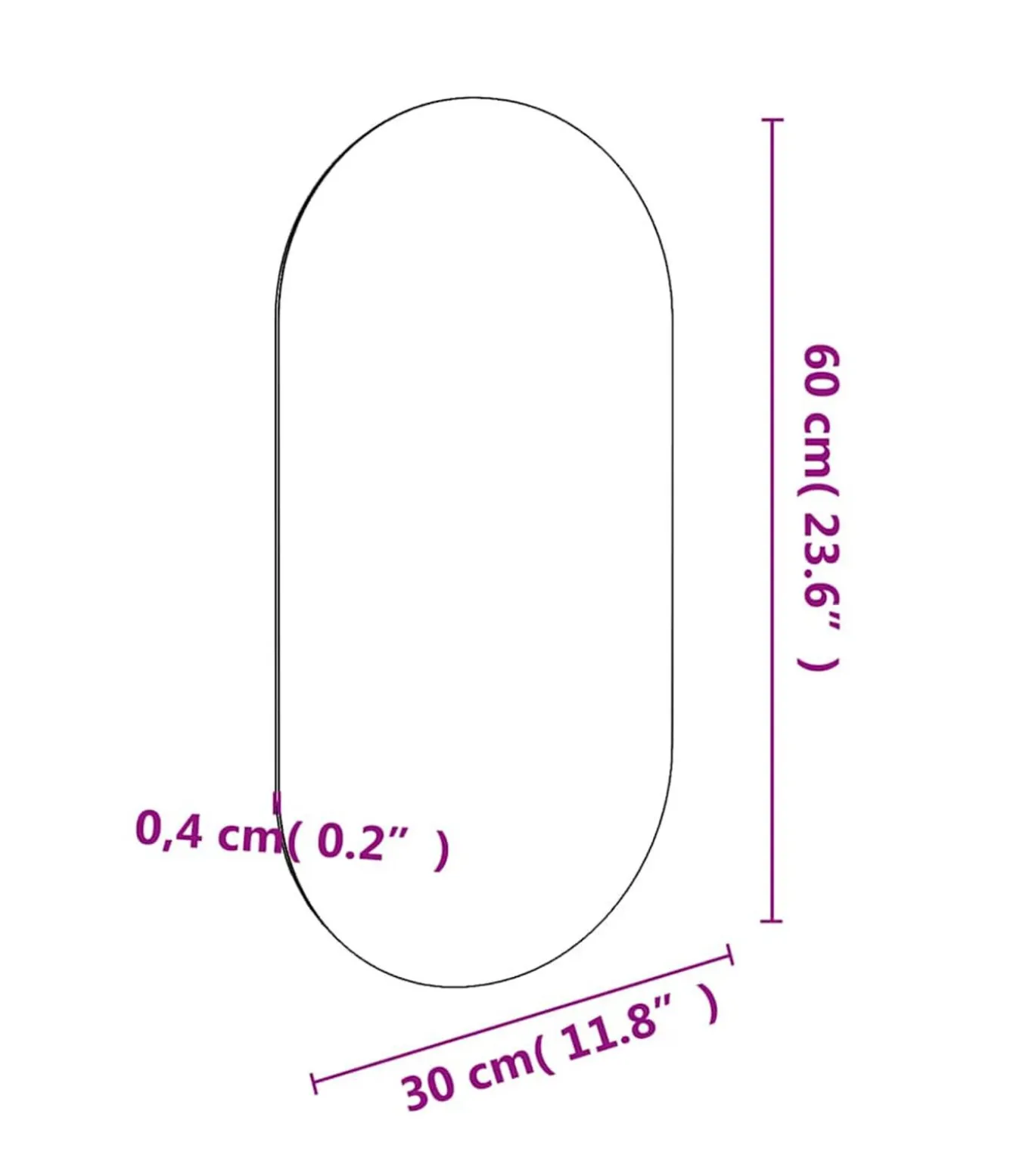 Spiegel 60x30 cm glas