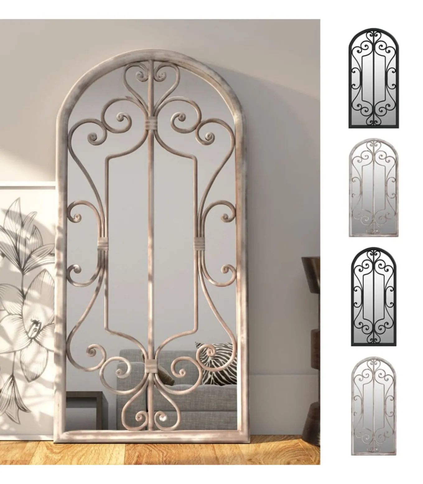 Spiegel 100x45 cm ijzer zwart