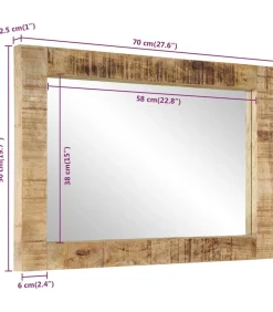 Spiegel 70x50 cm massief mangohout en glas