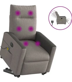 Sta-op-massagestoel elektrisch verstelbaar stof taupe