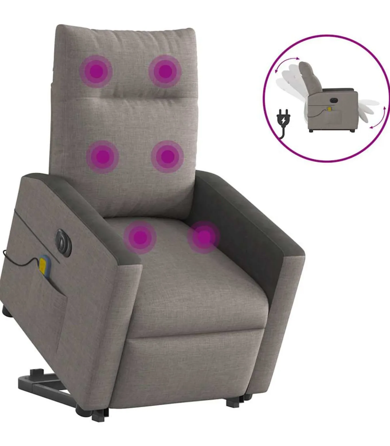 Sta-op-massagestoel elektrisch verstelbaar stof taupe