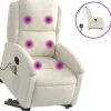 Sta-op-massagestoel elektrisch verstelbaar fluweel crèmekleurig