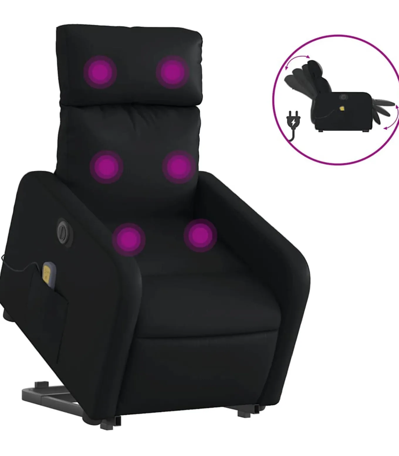 Sta-op-massagestoel elektrisch kunstleer zwart