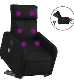 Sta-op-massagestoel elektrisch kunstleer zwart