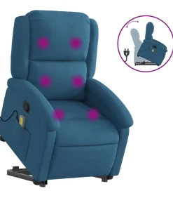 Sta-op-massagestoel verstelbaar fluweel blauw