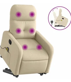 Sta-op-massagestoel verstelbaar stof crèmekleurig