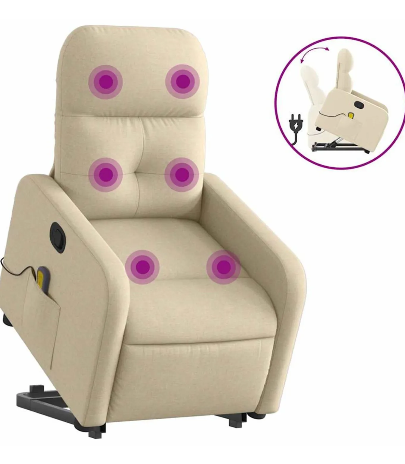 Sta-op-massagestoel verstelbaar stof crèmekleurig