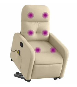 Sta-op-massagestoel verstelbaar stof crèmekleurig