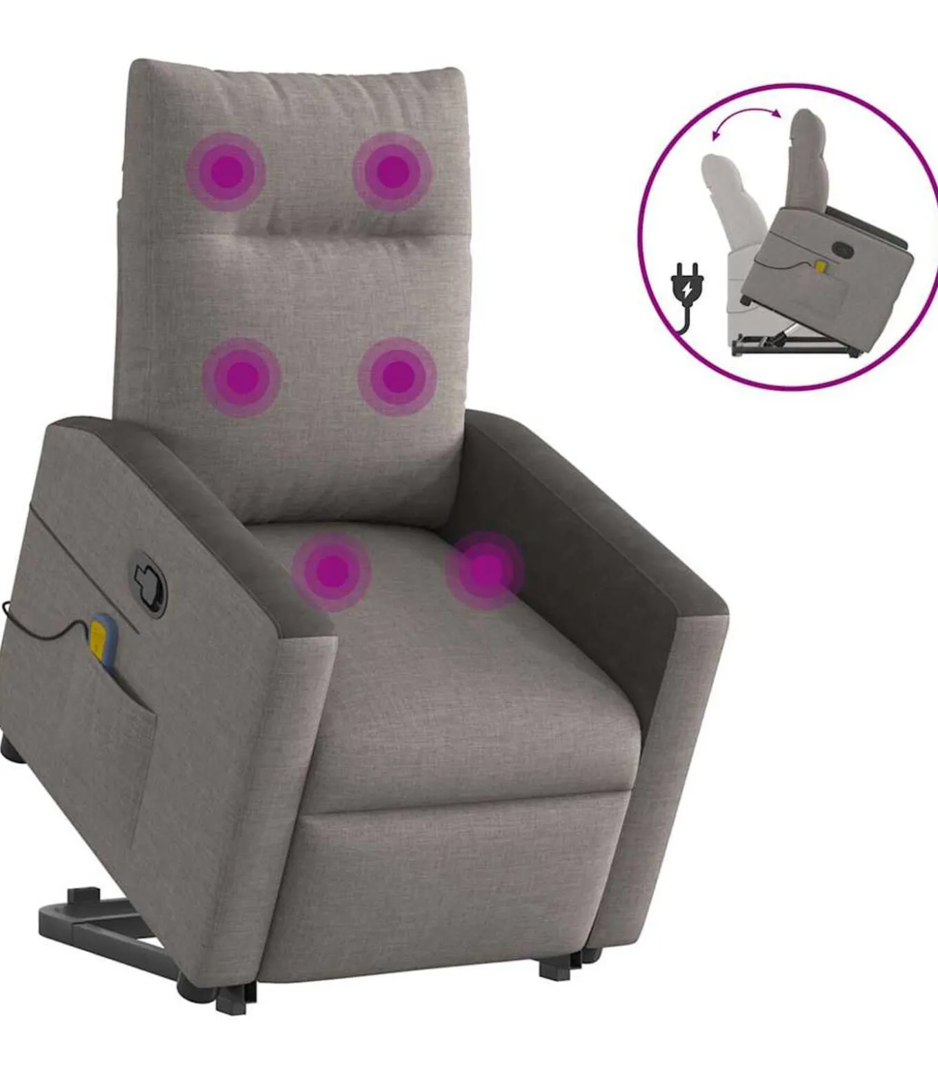 Sta-op-massagestoel verstelbaar stof taupe