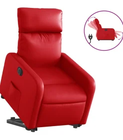 Sta-op-stoel elektrisch kunstleer rood