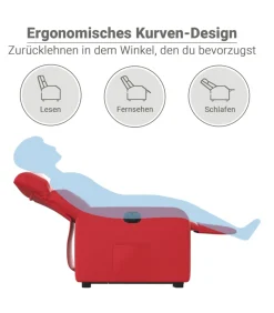 Sta-op-stoel elektrisch kunstleer rood