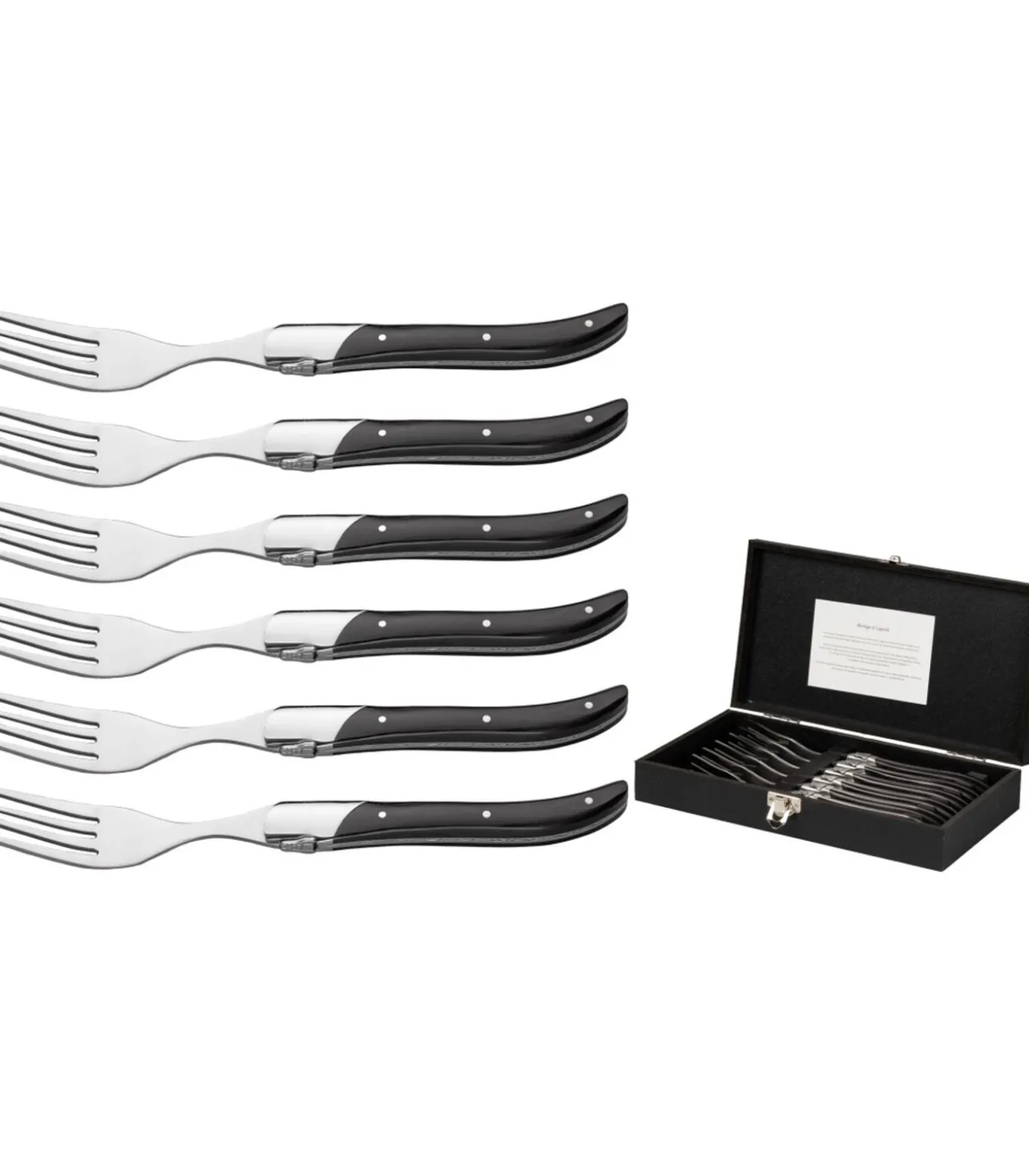 Steakvorken Laguiole - Zwart - 6 Stuks