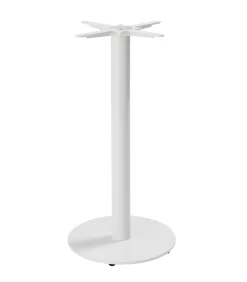 Tafel hoog rond 60 cm witte poot en lichtgrijze betonnen bekleding