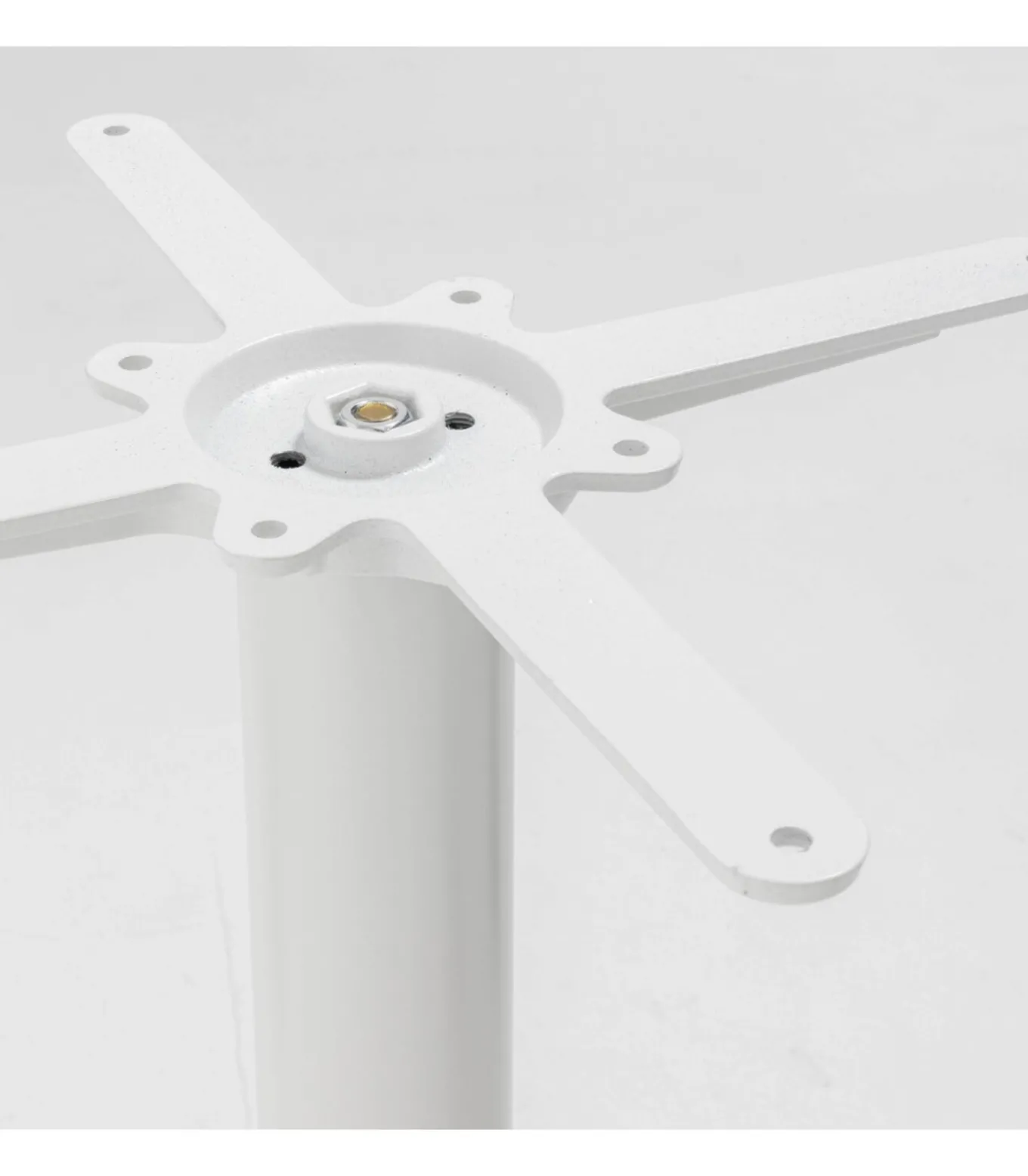 Tafel hoog rond 60 cm witte poot en lichtgrijze betonnen bekleding