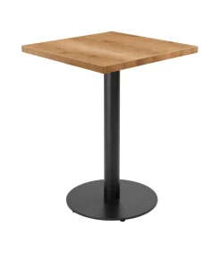 Tafel vierkante eettafel 60 cm zwarte poot en lichte houten bekleding