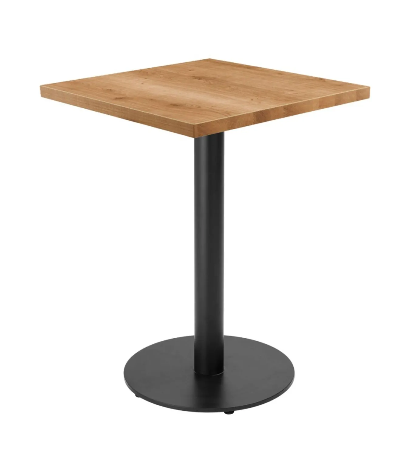 Tafel vierkante eettafel 60 cm zwarte poot en lichte houten bekleding