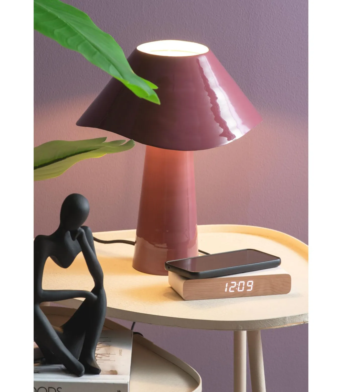 Tafellamp Ameno - Dark mauve - Ø28cm